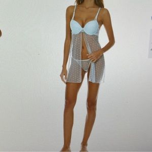 Flora Baby Blue 2 Piece Baby Doll Set Size Large NWT